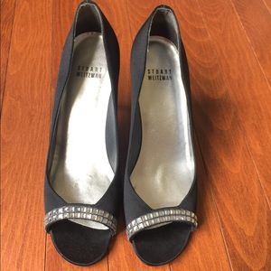 Stuart Weitzman black satin heels sz 6 M